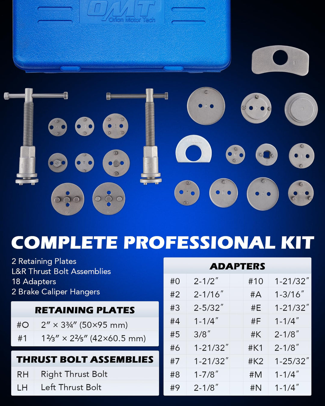 24pcs Heavy Duty Disc Brake Piston Caliper Compressor Rewind Tool Set and Wind Back Tool Kit for Brake Pad Replacement Reset, Fits Most American, European, Japanese Autos