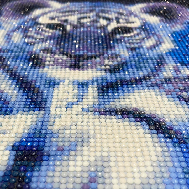 DIY 5D Diamond Art Painting Blue Tiger by Number Kits for Adults, Blue Tiger Diamond Art Painting Kits Round Drill Diamond Art Kits Picture Arts Craft for Home Wall Art Decor 12x12 inch
