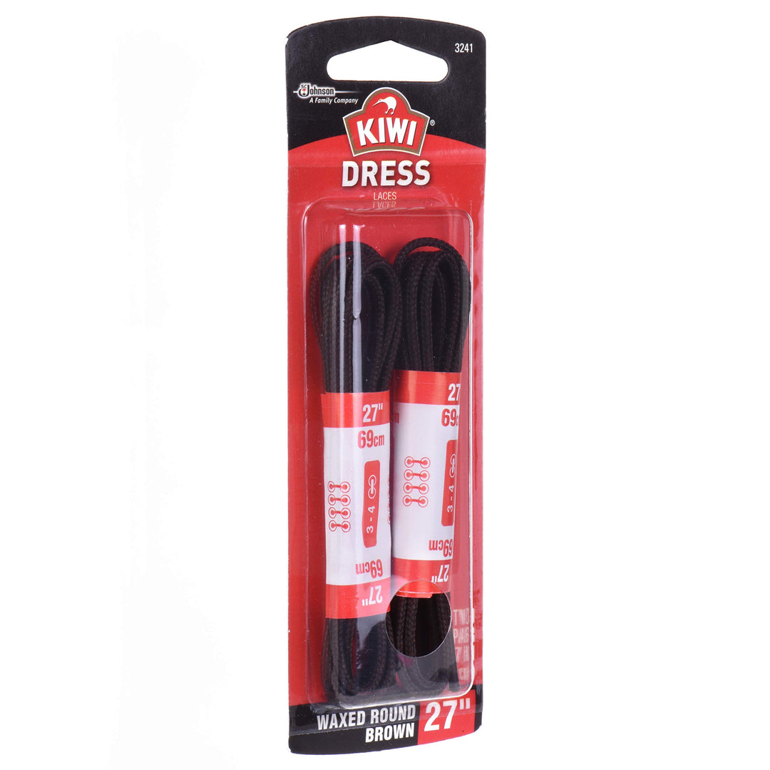 1Pack Kiwi Classic Shoe Waxed Laces 27Inch Round Brown