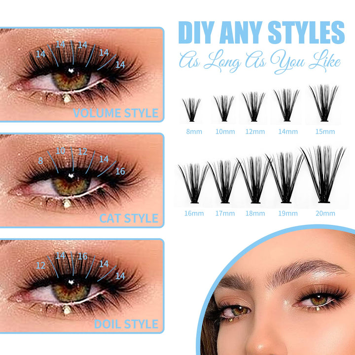 Volume Lash Extensions 0.07 C Curl 8-14mm Mixed Tray Easy Fanning Lashes 2D 3D 4D 5D 6D 10D-20D Rapid Auto Blooming Matte Black Mega Volume Eyelashes (0.07-C Curl, Mix 8-14mm)