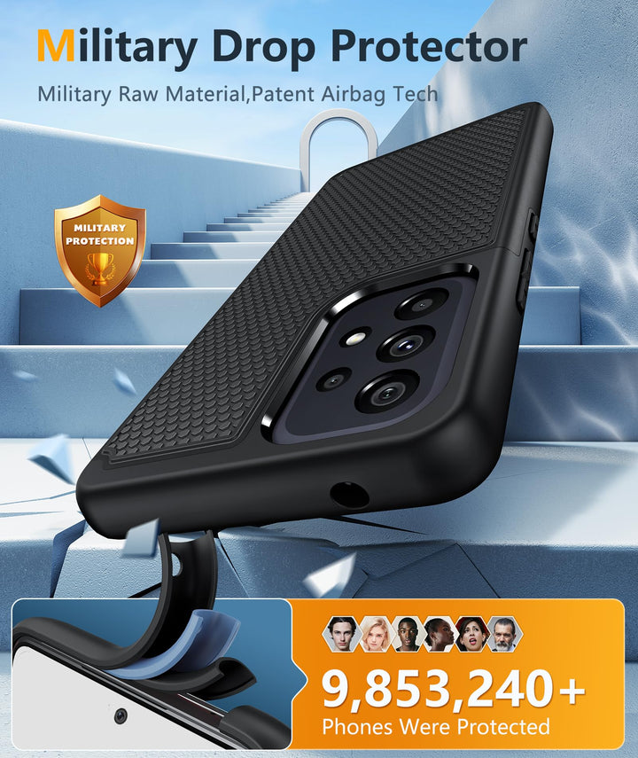 for Samsung Galaxy A53 5G (Galaxy A53 5G UW) Case: Dual Layer Protective Heavy Duty Cell Phone Cover Shockproof Rugged with Non Slip Textured Back - Military Protection - 6.5inch (Matte Black)