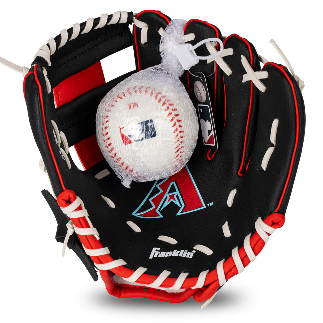 MLB Youth Teeball Glove and Ball Set - Kids Cincinnati Reds Baseball and Teeball Glove and Ball - Perfect First Kids Glove - 9.5, One Size