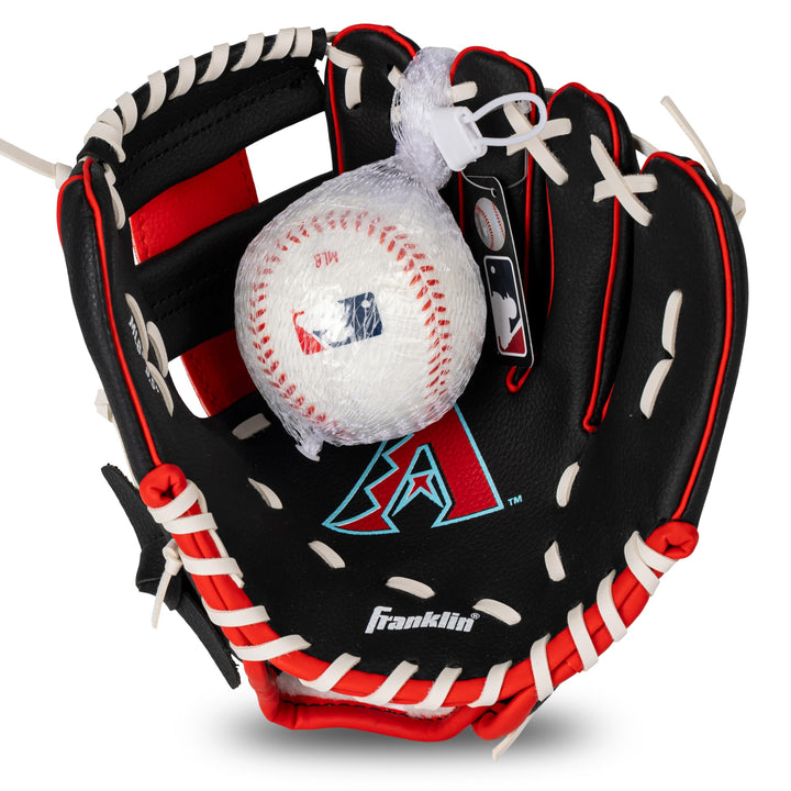 MLB Youth Teeball Glove and Ball Set - Kids Cincinnati Reds Baseball and Teeball Glove and Ball - Perfect First Kids Glove - 9.5, One Size