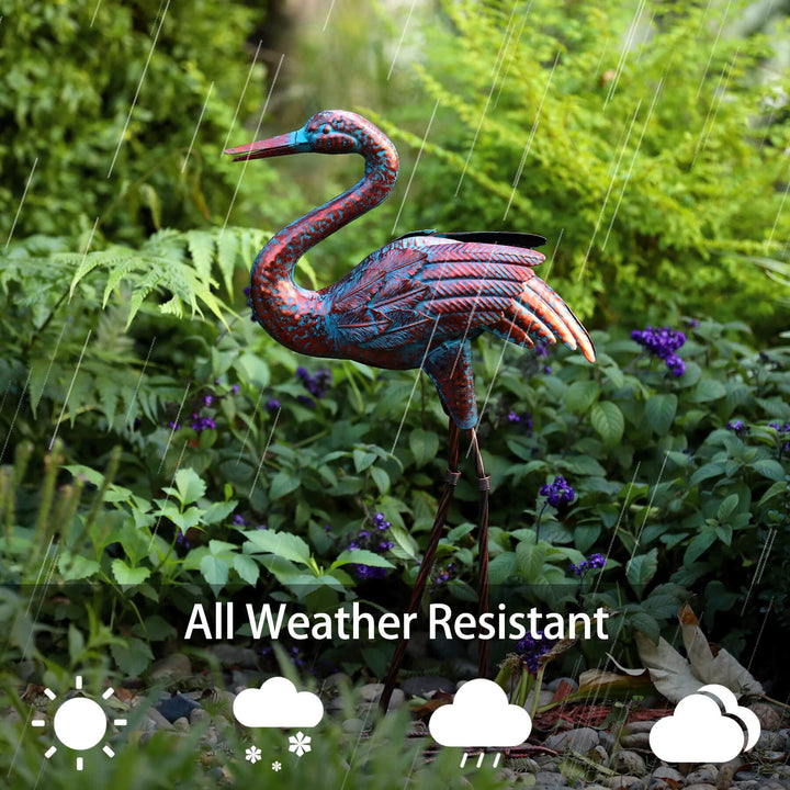 Garden Crane Statues for Outdoor, Standing Patina Heron Decoy Garden Sculptures, Metal Bird Art Lawn Ornaments for Patio Lawn Pond Backyard Decorations