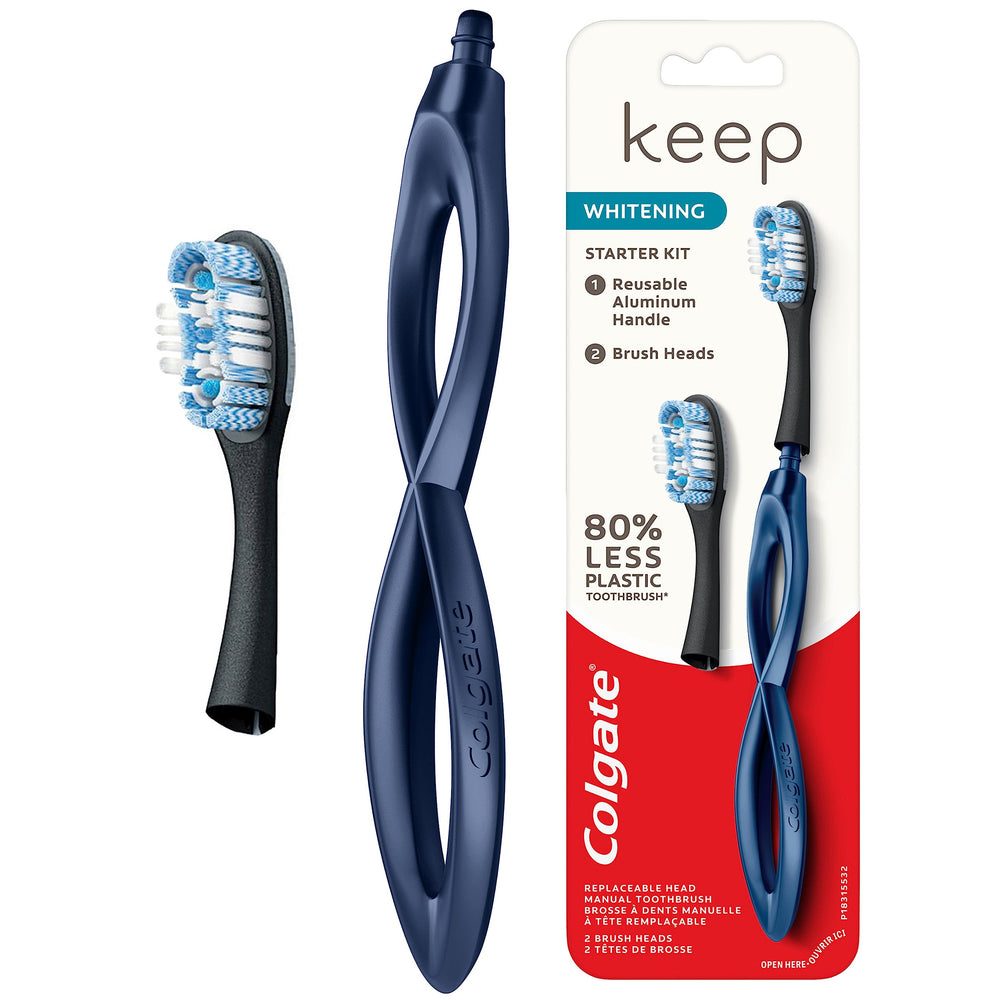 Keep Replaceable Head Toothbrush, Whitening Starter Kit, Navy Colour, 2 Brush Heads