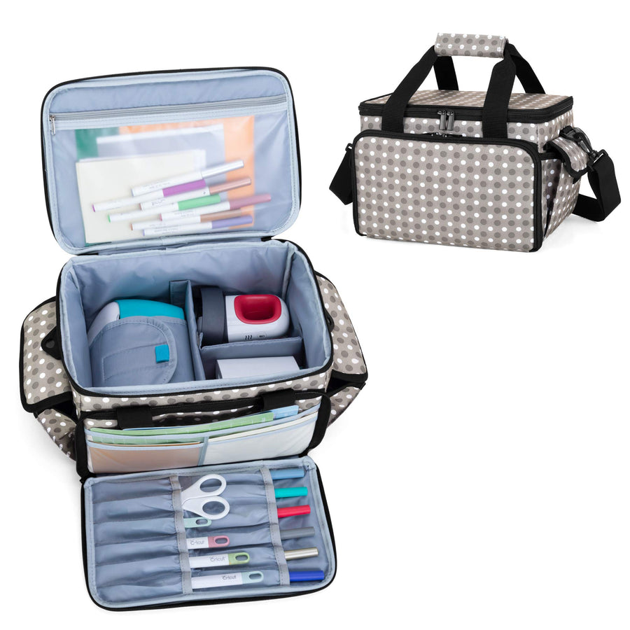Carrying Case Compatible with Cricut Joy, Tote Bag with Detachable Divider for Power Adapter and Craft Accessories, Dots