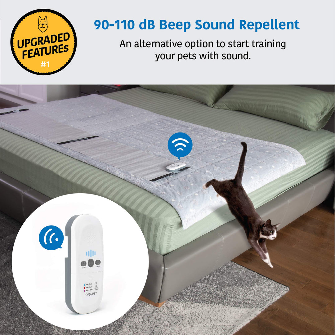 (2-Pack Pet Training Mat with Tester, Pet Shock Pad, Dogs & Cats Electronic Repellent mat for Indoor, 3 Training Modes, 5 Levels, Pet Safe Mode (White controler 60 X 12)