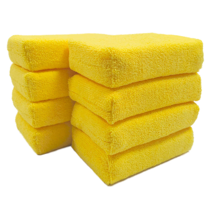 Polyte Microfiber Detailing Wax Applicator Foam Sponge (Yellow, 8 Pack, 6x4x1.5)