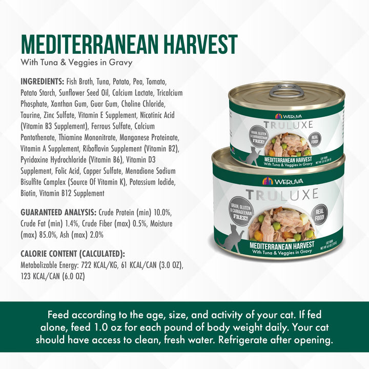 TruLuxe Cat Food, Mediterranean Harvest with Tuna Whole Meat & Veggies in Gravy, 3oz (Pack of 24)
