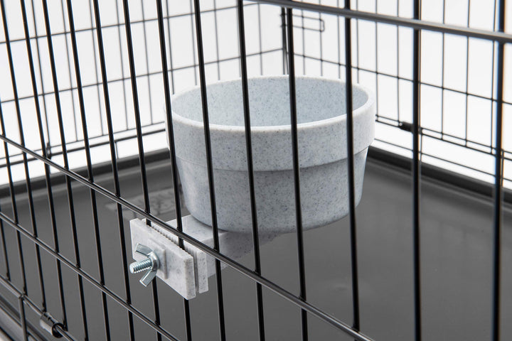Kennel Cage Water Bowl Hanging - Non Spill Dog Crate Bowls - Durable Crate Water Bowl for Pets - Securely Attaches to Cage for Convenient Feeding and Drinking (20oz, Granite)