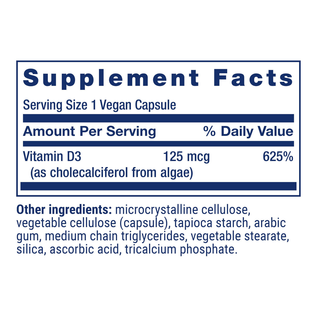 Vegan Vitamin D3, Joint/Bone Health, Immune Support, Non-GMO, Gluten Free, 60 Count