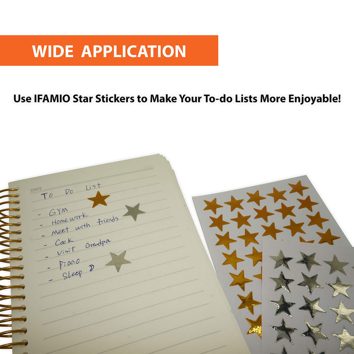 3500 Count Star Stickers for Paper Notebook, Journal Gold Silver Self-Adhesive Foil Star Labels 100 Sheets