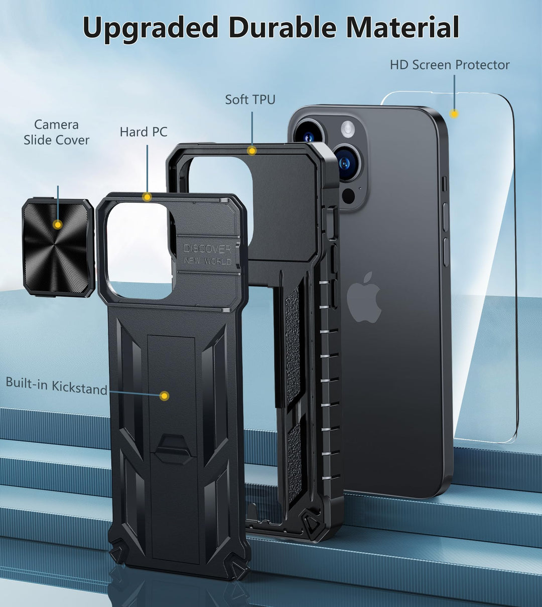 for iPhone 13-Pro-Max Phone Case: for Apple iPhone 14/13 Pro Max | Military Grade Dropproof Cell Phone Cover with Kickstand & Slide | Heavy Duty Rugged Protection Phonecase - Blue