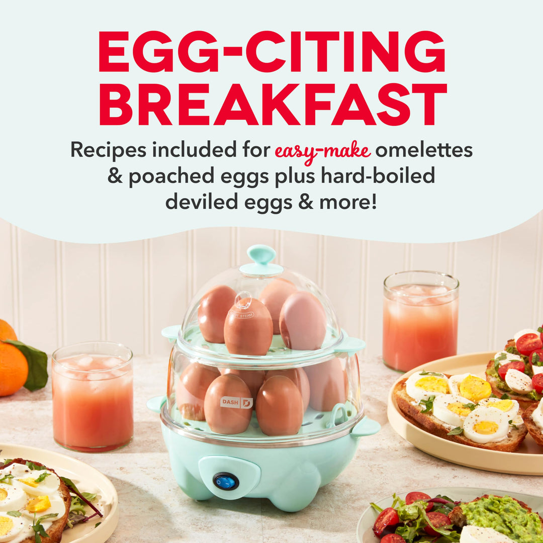 Deluxe Rapid Egg Cooker for Hard Boiled, Poached, Scrambled Eggs, Omelets, Steamed Vegetables, Dumplings & More, 12 capacity, with Auto Shut Off Feature - Aqua