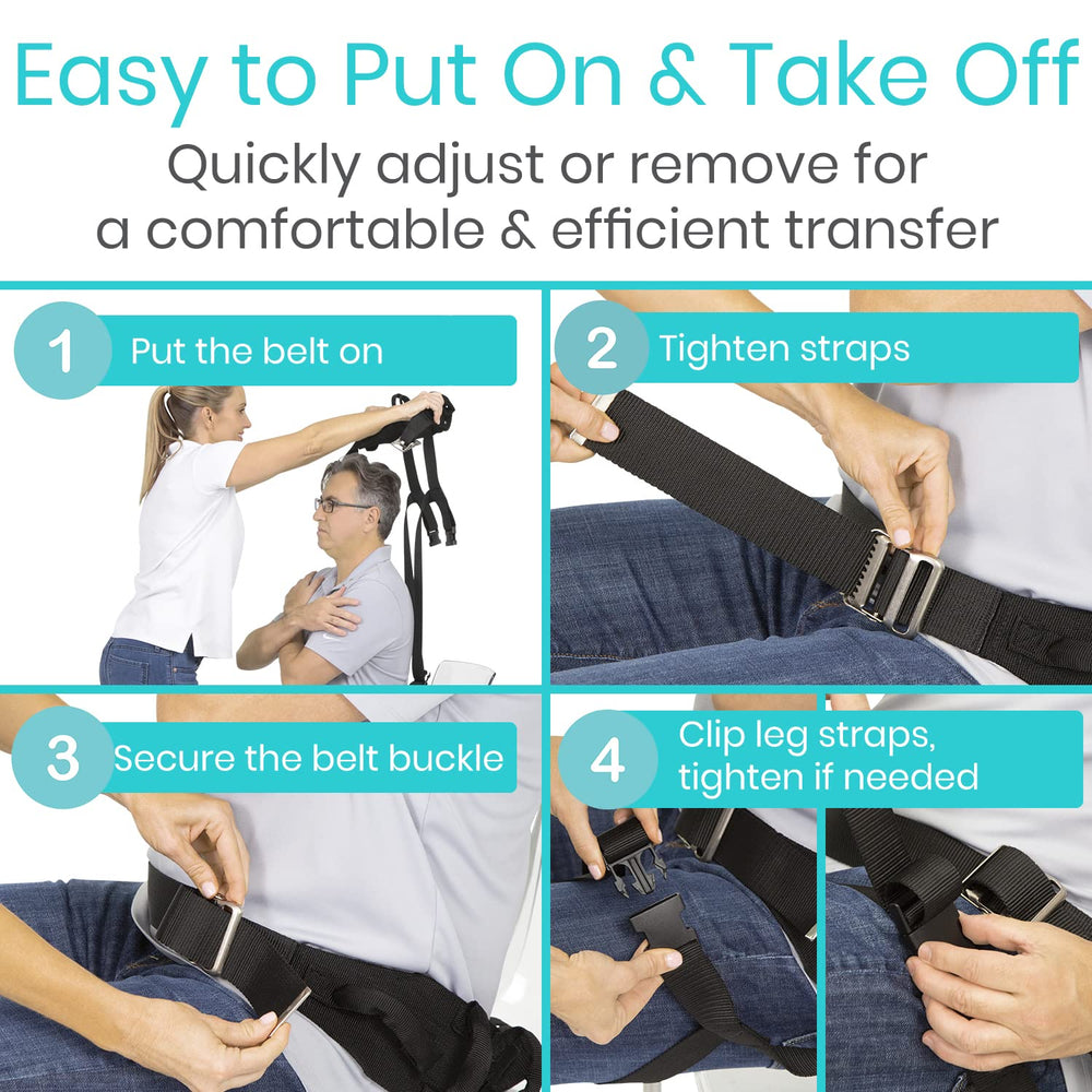 Transfer Belt with Leg Loops - Medical Nursing Safety Gait Assist Device - Bariatrics, Pediatric, Elderly, Occupational and Physical Therapy - Long Strap and Quick Release Metal Buckle - 52 Inch