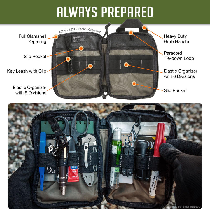 E.D.C. Pocket Organizer,Nylon (Black) 6x1x8