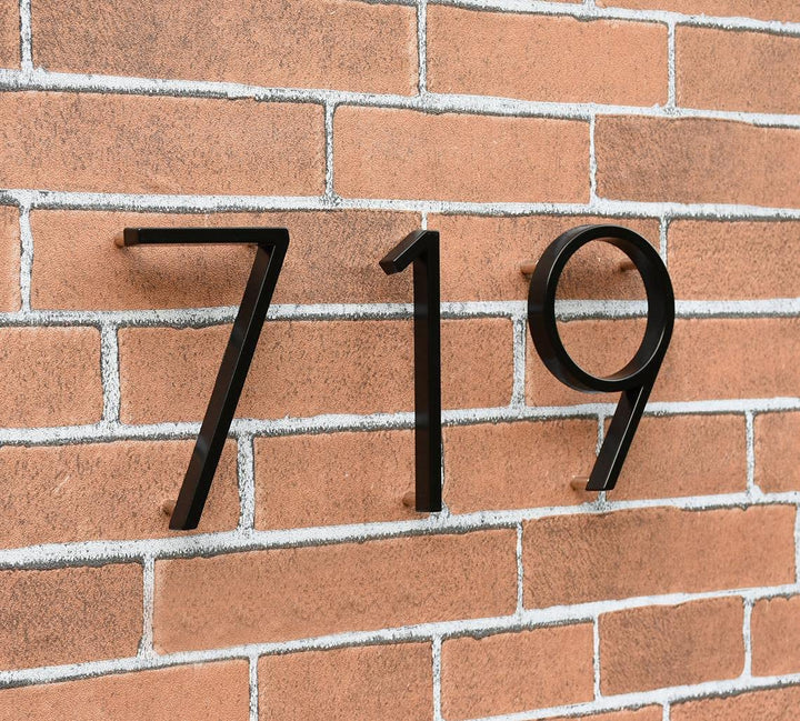 5 Stainless Steel Floating House Number, Metal Modern House Numbers, Garden Door Mailbox Decor Number with Nail Kit, Coated Black, 911 Visibility Signage (1)