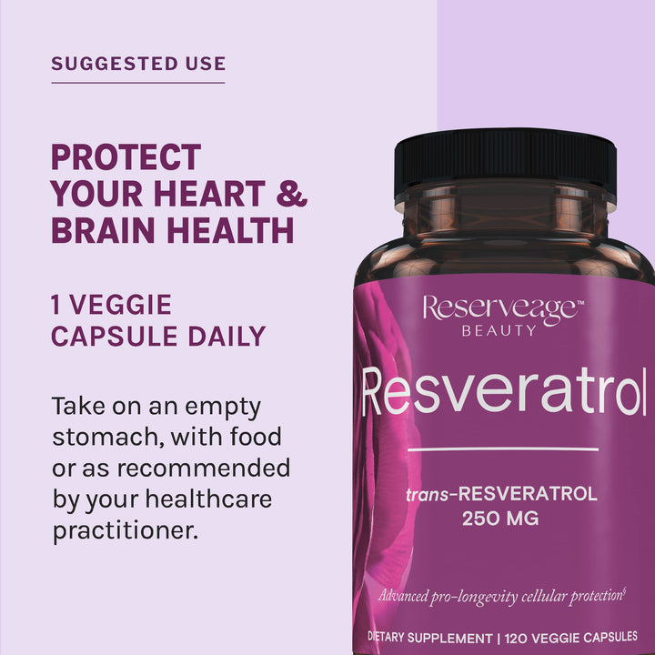 Beauty Resveratrol 250 mg - Best Trans-Resveratrol - Vegan Antioxidant Supplement for Cellular & Heart Health - Aids Healthy Aging & Immune Health - 120 Vegetable Capsules