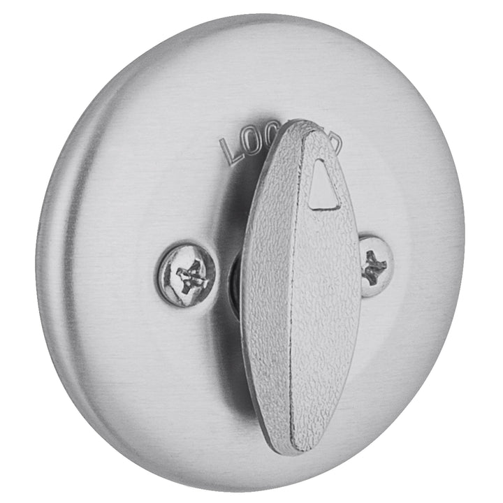 660 Deadbolt Deadbolt Lock, Satin Chrome Round Exterior Keyed Front Entry Door, Pick Resistant SmartKey Rekey Security, Single Cylinder Dead Bolt