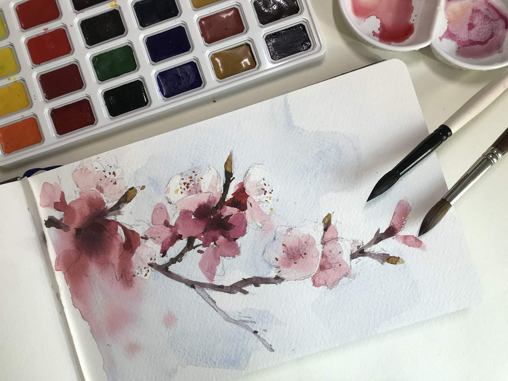 Watercolor Journal, 3.5x5.5”, 140 LB, 300 GSM, Cotton Paper, Cold Press, 24 Sheets, 48 Pages, Watercolor Paper Sketchbooks for Use As Travel Notebook and Mixed Media Pad On The Go