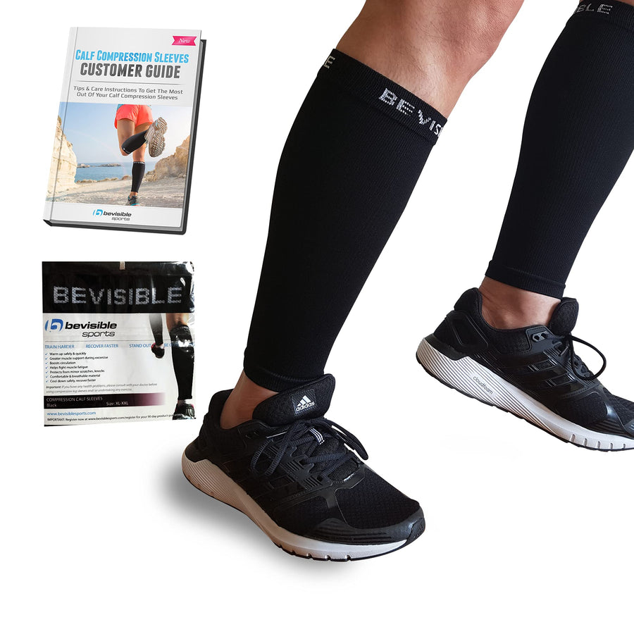 Calf Compression Sleeve - Toeless Leg Compression Socks for Men & Women - Calf Sleeves For Shin Splints, Calf Pain Relief, Running, Cycling, Travel, Varicose Veins, Maternity - 1 Pair