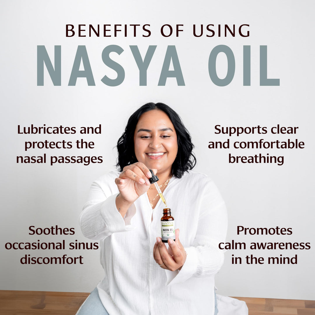 Nasya Oil – Organic Herbal Nasal Drops for Clear Breathing – Ayurvedic Nasal Cleaner and Nose Moisturizer* – One Fluid Ounce – Certified Organic, Non GMO, Chemical Free