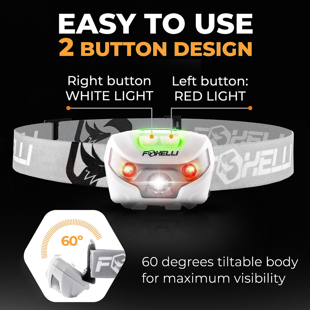 Rechargeable LED Headlamp - Super Bright, Lightweight, and Comfortable Head Light for Running, Camping, Hiking, and Work, Suitable for Adults and Kids