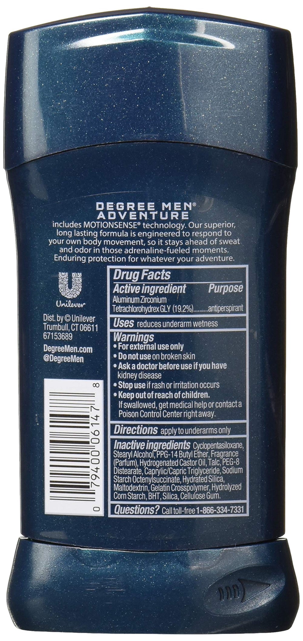 Men MotionSense Antiperspirant Deodorant Adventure 2.7 oz(Pack of 6)