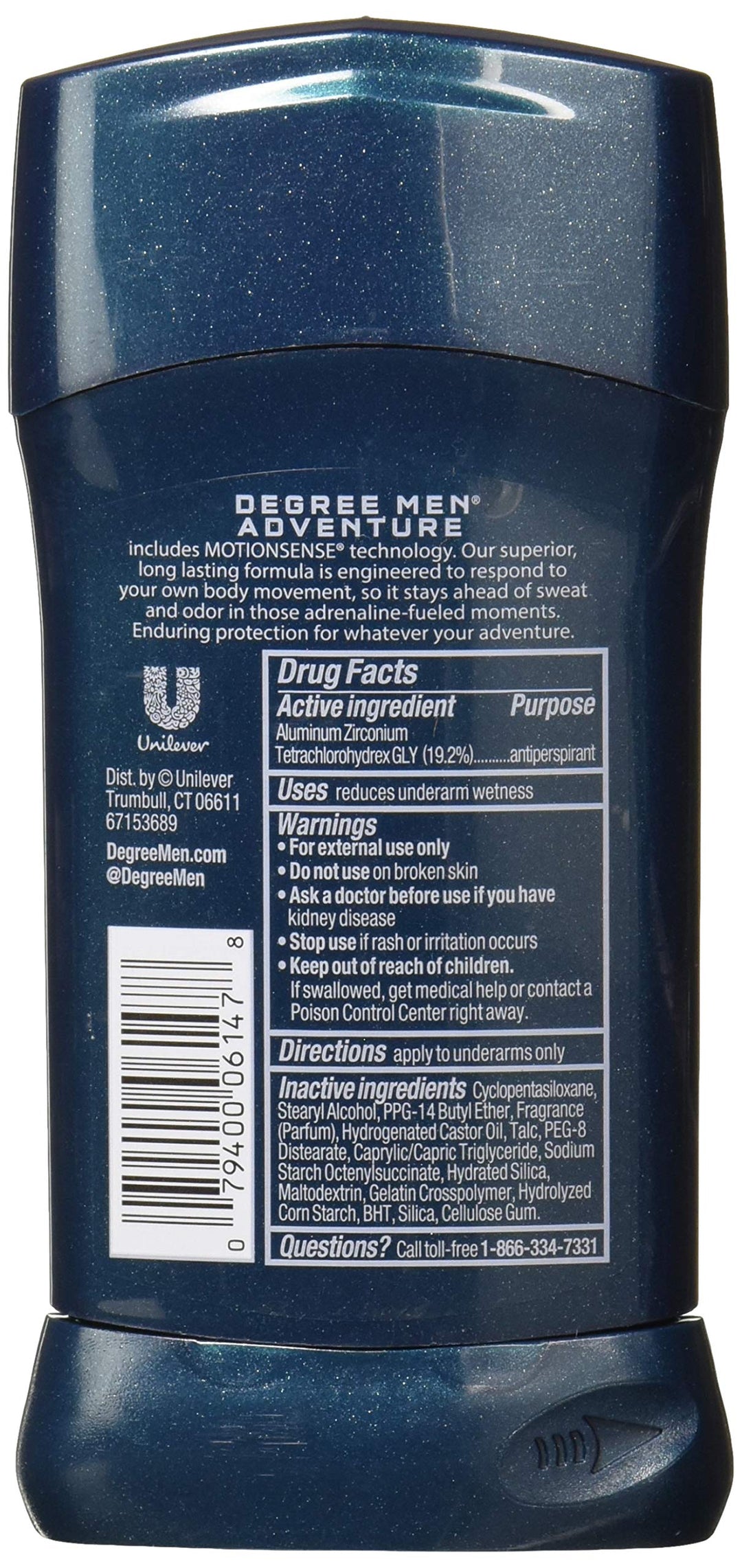 Men MotionSense Antiperspirant Deodorant Adventure 2.7 oz(Pack of 6)