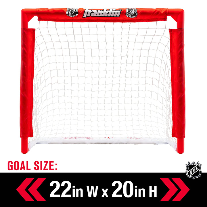 NHL Kids Mini Hockey Set - Includes 1 Knee Hockey Goal - 2 Mini Hockey Sticks + 2 Foam Balls - Indoor Toy Mini Hockey Goal + Sticks Set,Red