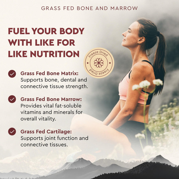 Grass Fed Beef Bone and Marrow Supplement, 3000mg, Skin, Oral Health, and Joint Support Supplement, Promotes Whole-Body Wellness, Non GMO Whole Bone Extract, 180 Capsules