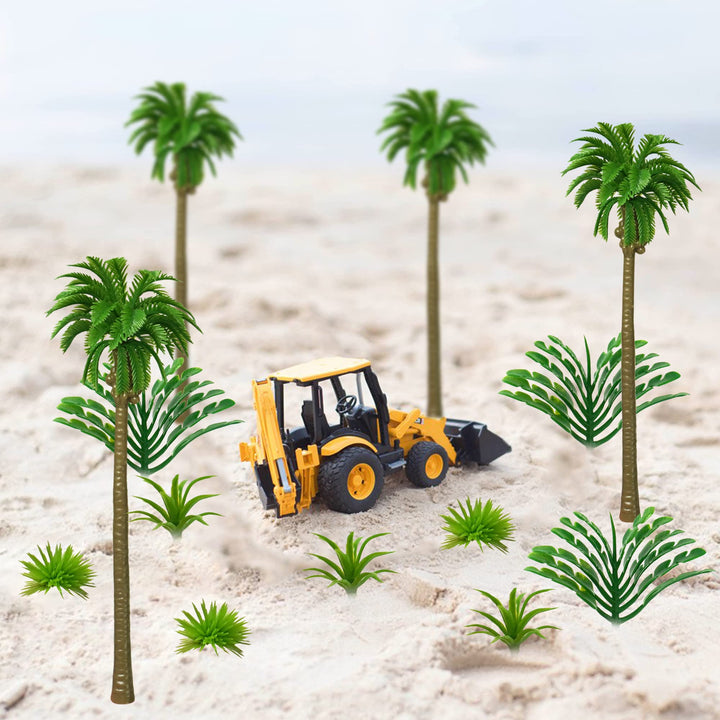 48PCS Model Trees Model Coconut Palm Tree Mixed Miniature Plants Layout Rainforest Train Scenery for Diorama DIY Craft Scenery Landscape Outdoor Home Garden Decoration