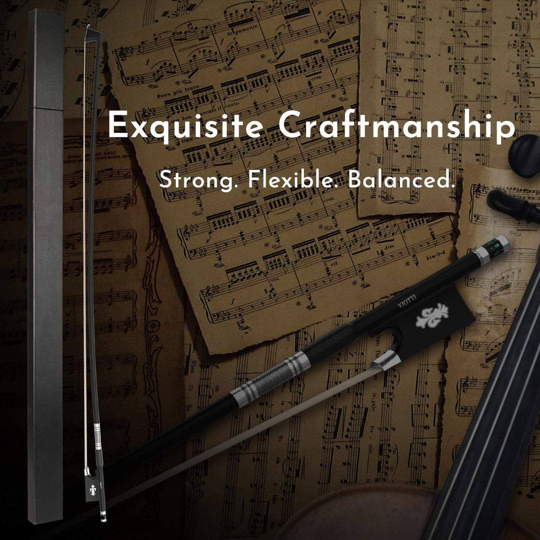 Carbon Fiber Violin Bow, Hand Crafted by Professional Violin & Bow Makers, Strong, Stiff & Well Balanced, Made with Mongolian Horse Hair, For Violinists & Fiddlers of All Skill Levels