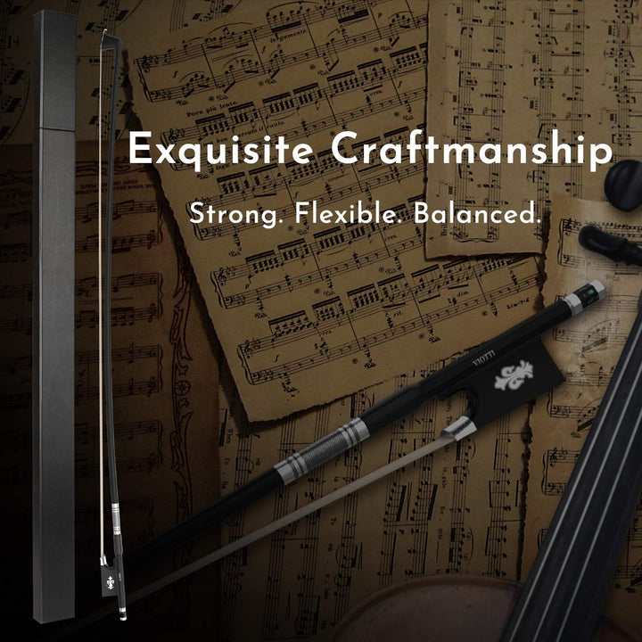 Carbon Fiber Violin Bow, Hand Crafted by Professional Violin & Bow Makers, Strong, Stiff & Well Balanced, Made with Mongolian Horse Hair, For Violinists & Fiddlers of All Skill Levels