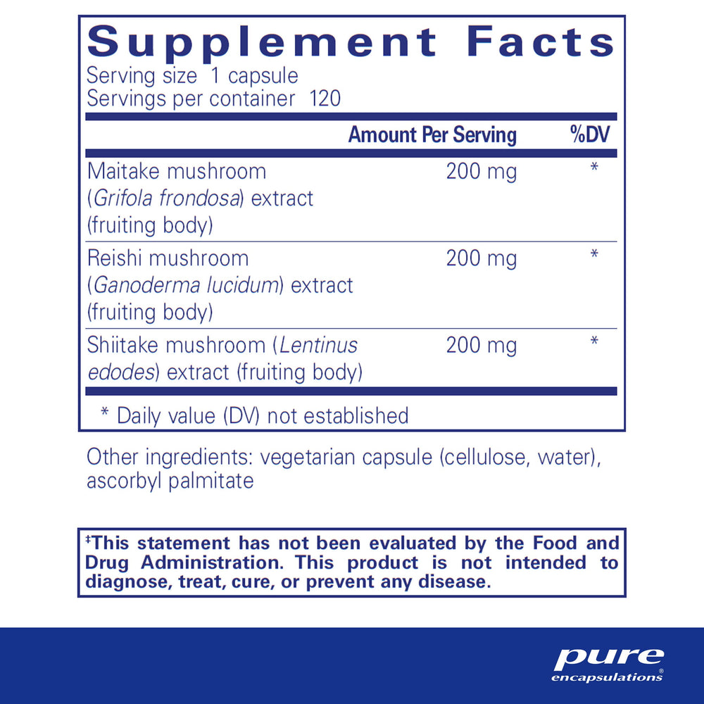 M/R/S Mushroom Formula | Hypoallergenic Supplement Promotes Immune Health and Provides Broad-Spectrum Physiological Support | 120 Capsules