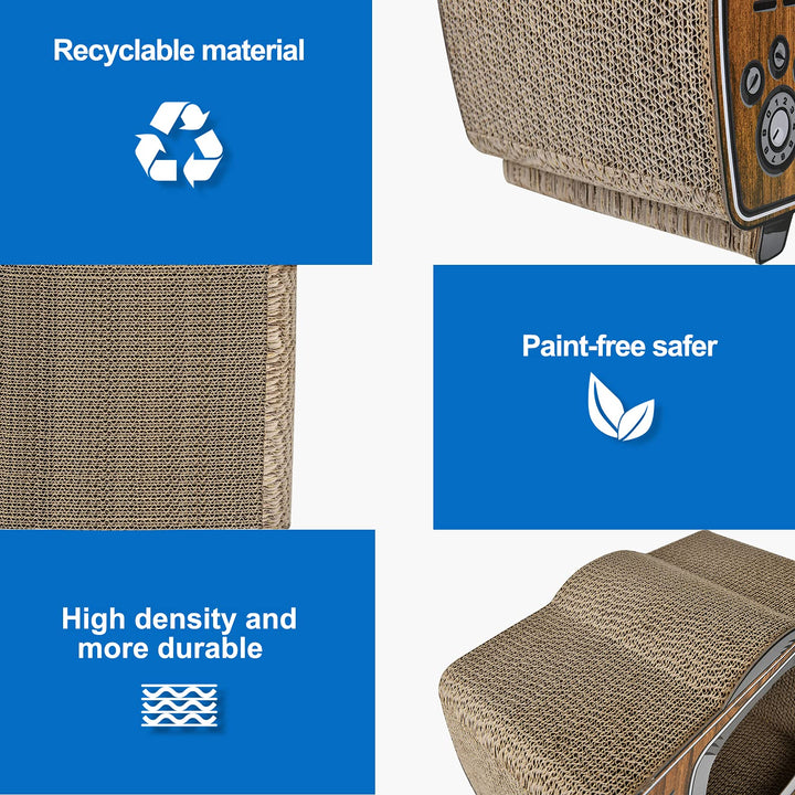 TV Cat Scratcher Cardboard Lounge Bed, Cat Scratching Board, Durable Board Pads Prevents Furniture Damage
