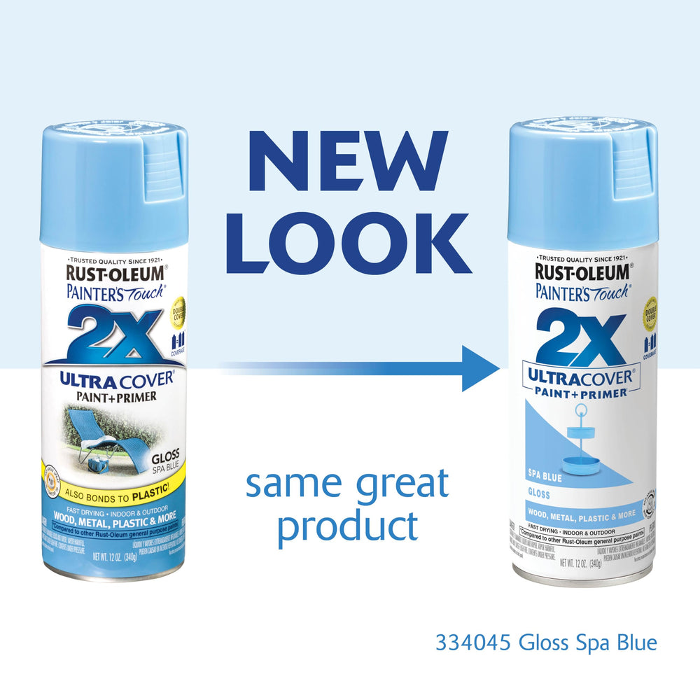 334045 Painter's Touch 2X Ultra Cover Spray Paint, 12 oz, Gloss Spa Blue