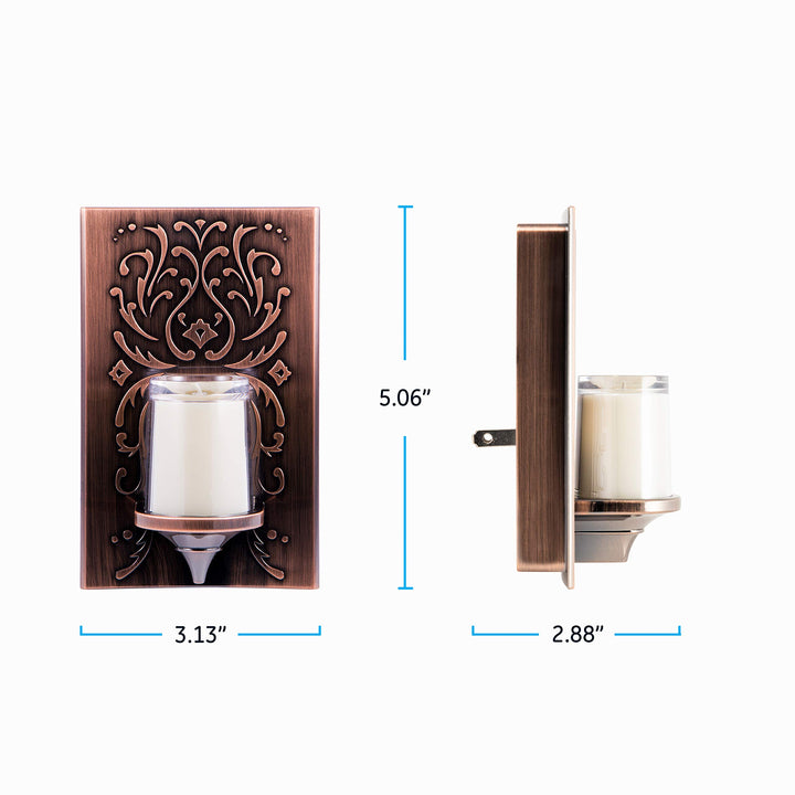 LED CandleLite Night Light, Plug-In, Dusk to Dawn Sensor, Flameless Candle, Sunset Light, Home Decor, LED Lights for Bedroom, Bathroom, Kitchen, Oil-Rubbed Bronze, 11258