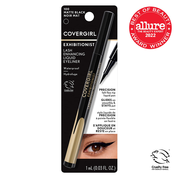 Exhibitionist Lash Enhancing Liquid Eyeliner, Matte Black