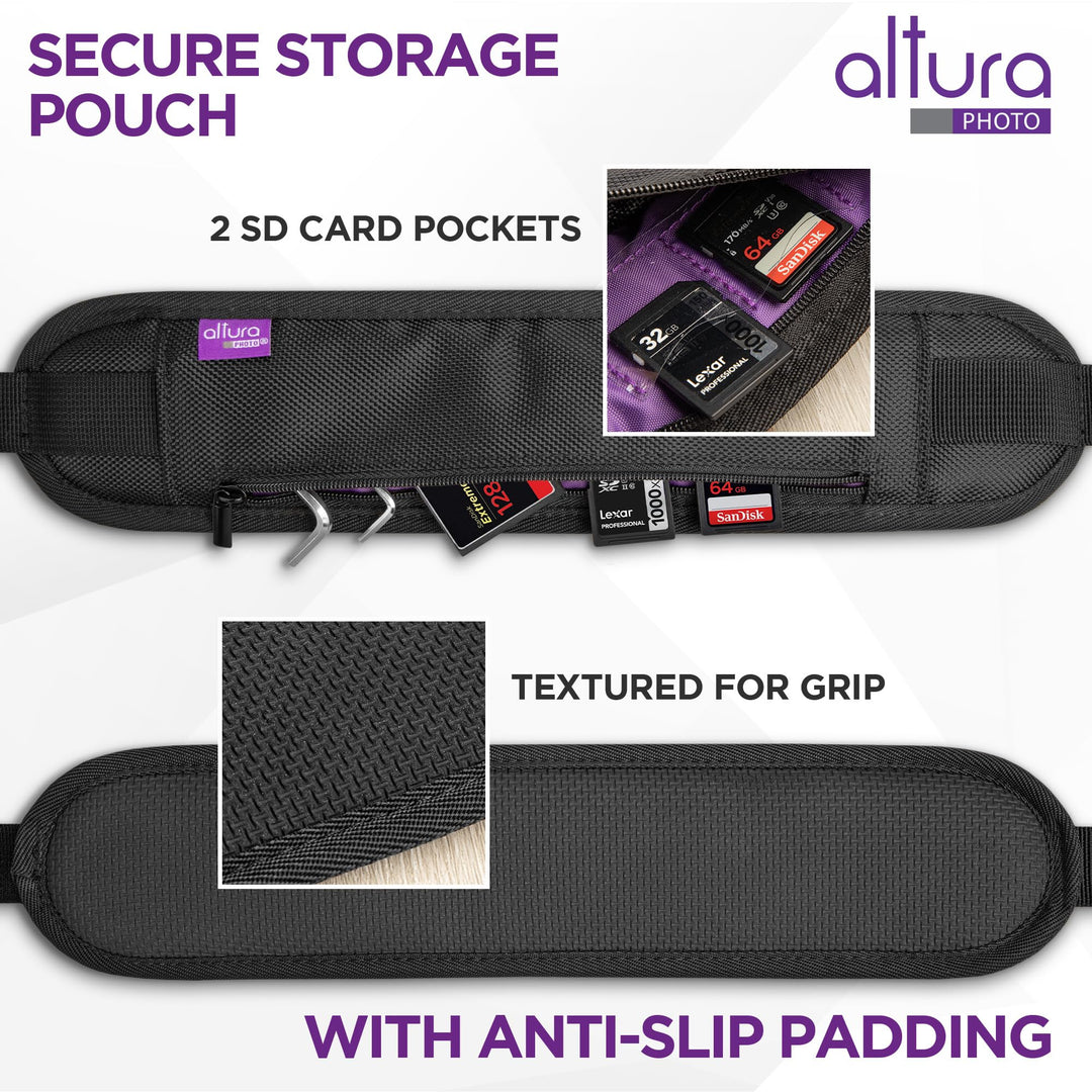 Camera Strap with Quick Release, Safety Tether, Storage Pouch for Canon Nikon Sony, Camera Neck Shoulder Strap