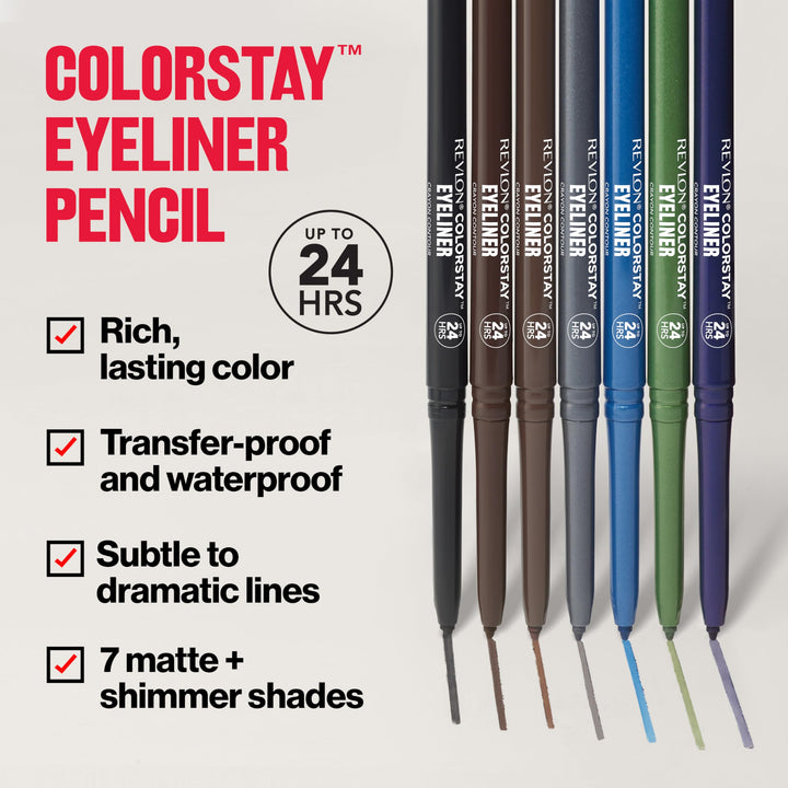 Colorstay Pencil Natural Eyeliner With Built-In Sharpener, Waterproof, Smudgeproof, Longwearing Eye Makeup With Ultra-Fine Tip, 205 Sapphire, 0.01 Oz, Blue