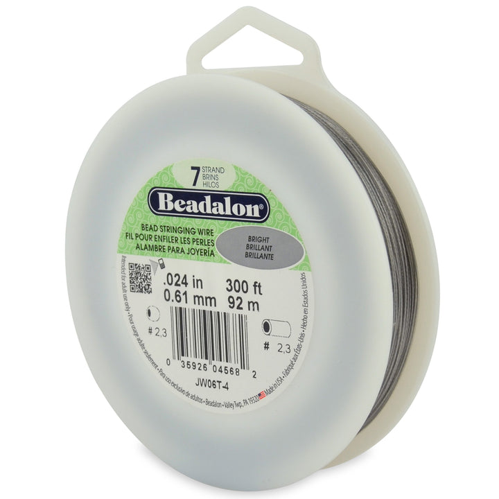 7-Strand Bead Stringing Wire, 0.024-Inch, Bright, 300-Feet