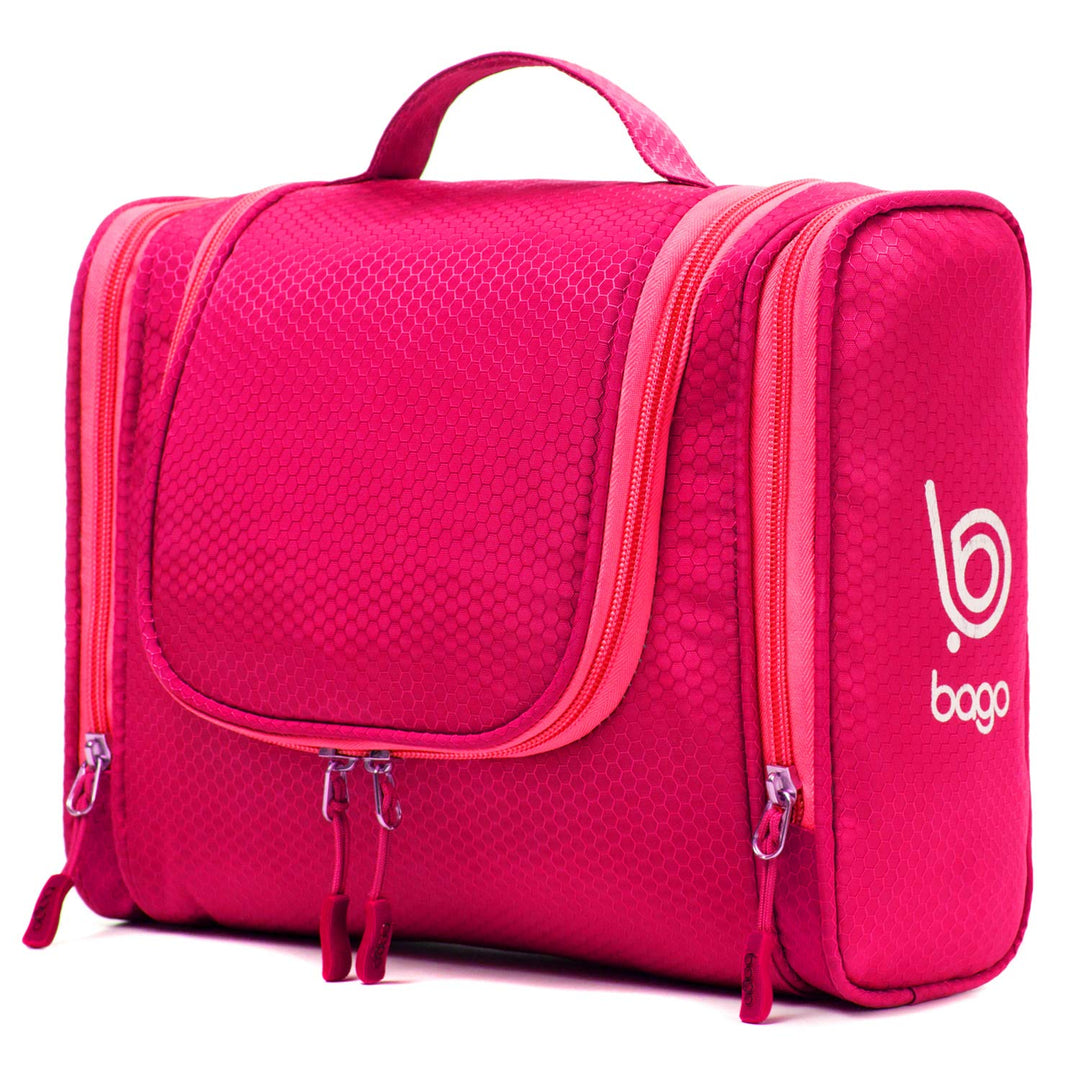 Travel Toiletry Bag for Women and Men - Large Waterproof Hanging Large Toiletry Bag for Bathroom and Travel Bag for Toiletries Organizer -Travel Makeup Bag (Pink)