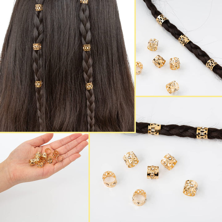 Women Dreadlocks Beads Rhinestone Hair Ring Decoration Braiding Hair Braid Cuff Clip