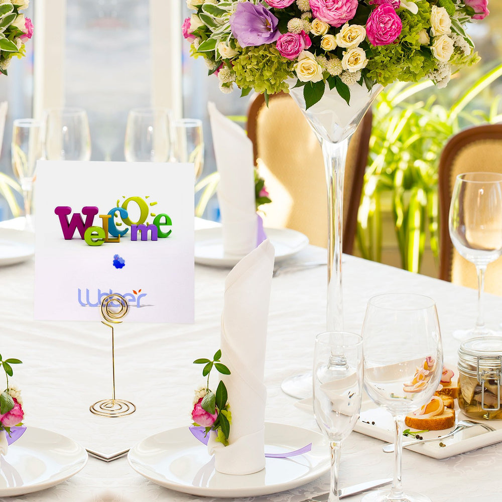 24 Pack Wedding Table Name Number Holders Table Card Holder Stands Place Paper Menu Clips Picture Memo Note Photo Holder (Gold)