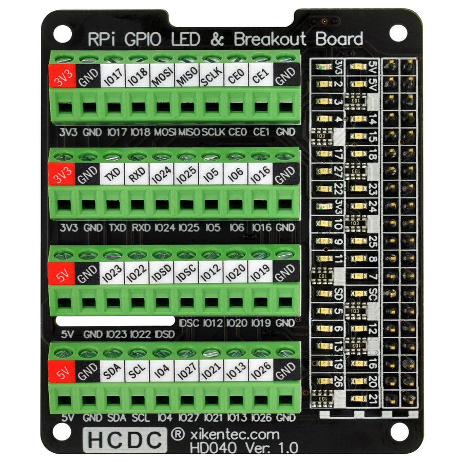 RPi GPIO Status LED & Terminal Block Breakout Board HAT for Raspberry Pi A+ 3A+ B+ 2B 3B 3B+ 4B