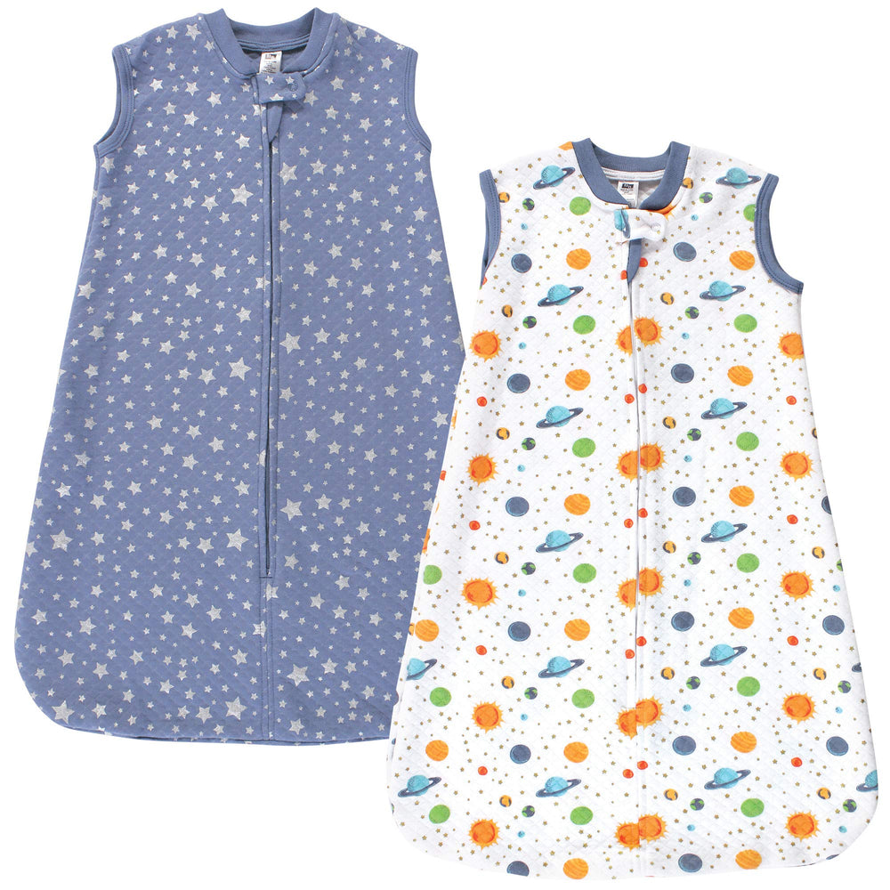 Unisex Baby Premium Quilted Sleeveless Sleeping Bag and Wearable Blanket, Space 2-Pack, 12-18 Months