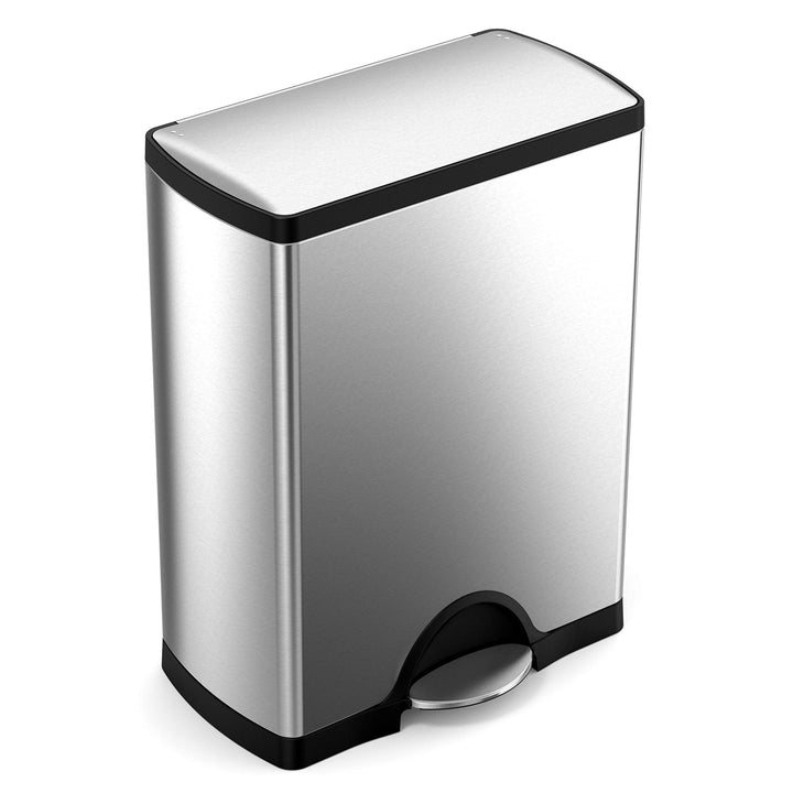 50 Liter / 13.0 Gallon Rectangular Kitchen Step Trash Can, Brushed Stainless Steel