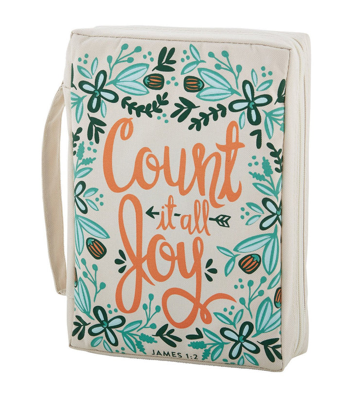 Faithworks - Canvas Bible Cover with Carry Handle French Press Mornings Gifts of Faith Collection, 7 x 10-Inch, Count It All Joy