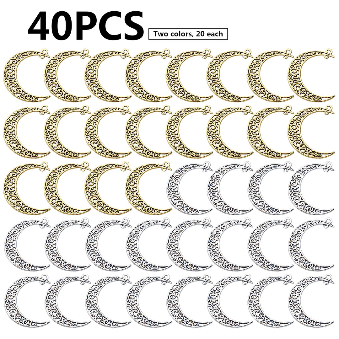 40pcs Hollow Moon Charms Crescent Moon Pendants Celestial Charms Crafts Supplies for DIY Bracelet Necklace Jewelry Making Accessory